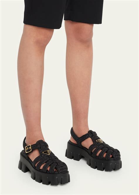 prada raffia fisherman sandals|prada black leather fisherman sandals.